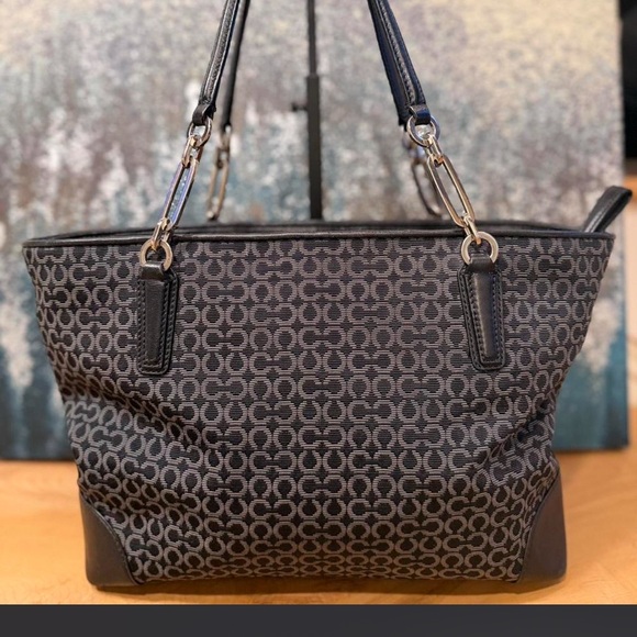 Coach Handbags - Coach Black and Gray Patterned Tote